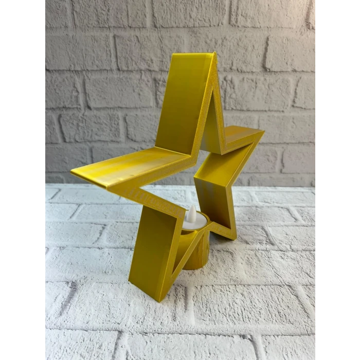 Sarı Yıldız Mumluk Modern Salon Ve Raf Dekoru