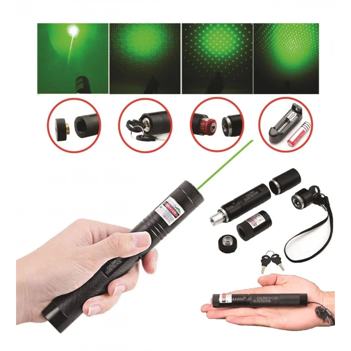 Şarjlı Yeşil Lazer Yakıcı Pointer 15 Km Lazer 1000 Mv