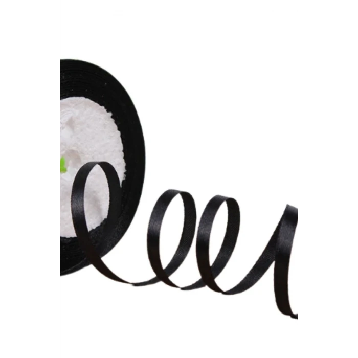 Saten Kurdele 3 mm Siyah 1 Metre