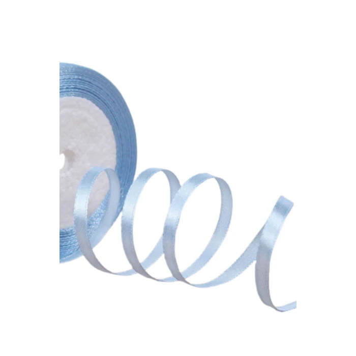 Saten Kurdele 6 mm Bebe Mavisi 2 Metre