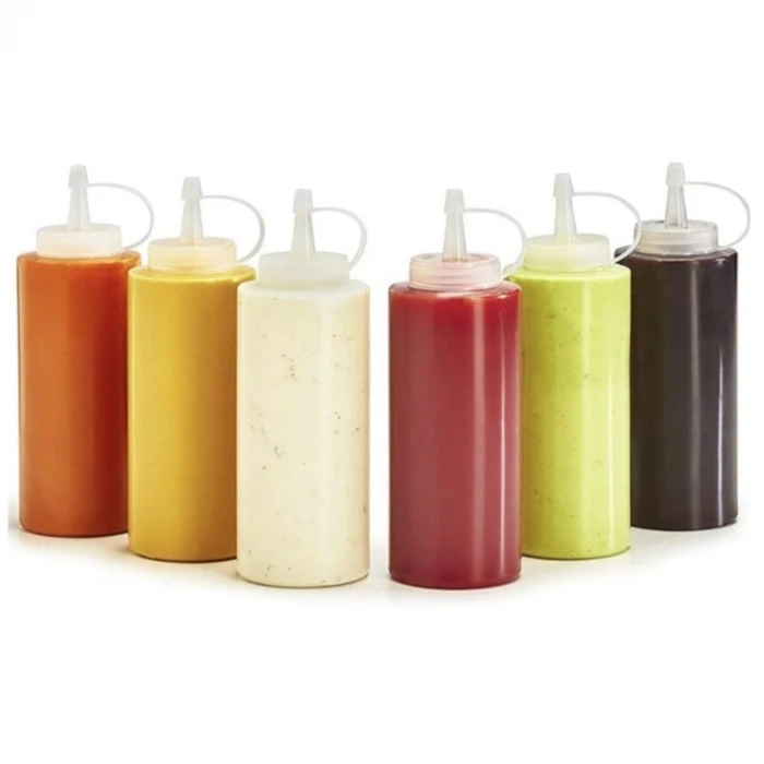 Şeffaf Kapaklı Sızdırmaz Yağlık Sosluk Şişesi Plastik Yağdanlık 400 ml. AP-9028 (K95)