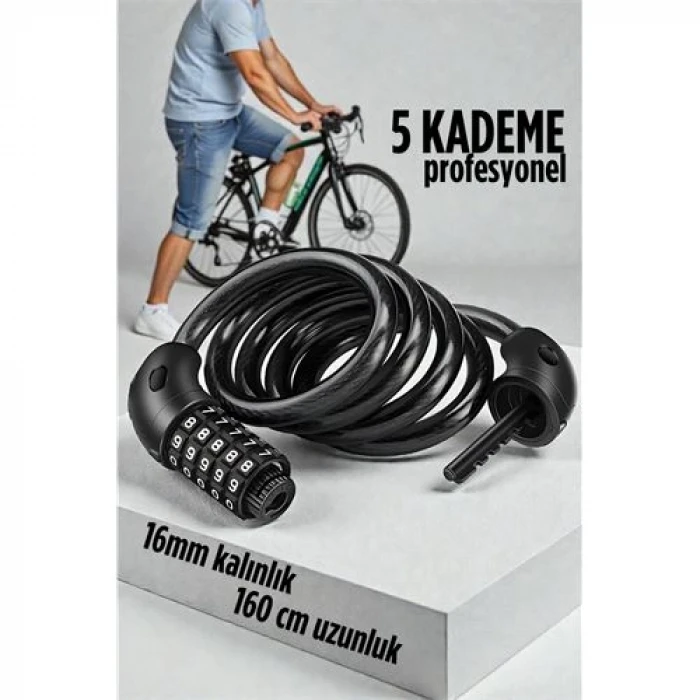 Şifreli Bisiklet Kilidi 16 mm Kalınlık 160 cm Scooter Motosiklet Kilidi - Çelik Kablo