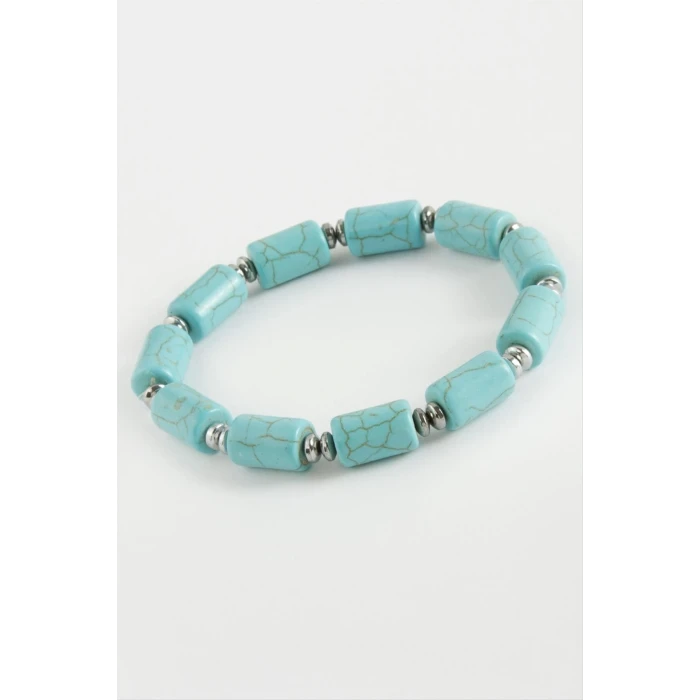 Silindir Turkuaz Doğaltaş Bileklik