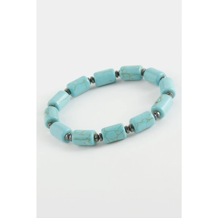 Silindir Turkuaz Doğaltaş Bileklik
