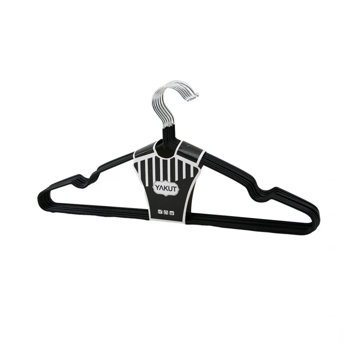 Siyah 10pcs Silikon Kaplamalı Metal Elbise Askısı