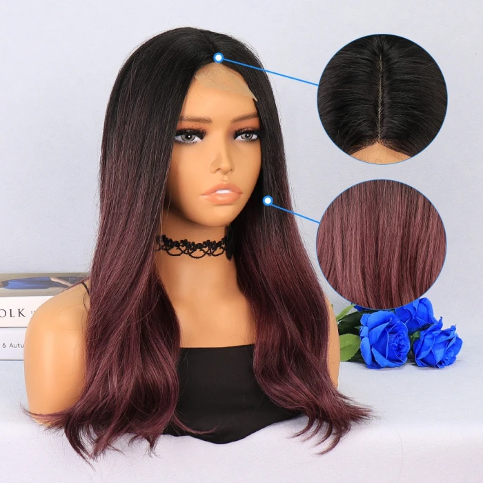 Siyah Açık Kızıl Ombreli Tül Peruk