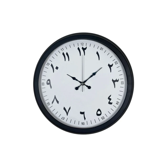 Siyah Arapça Rakamlı 40 Cm Metal Duvar Saati