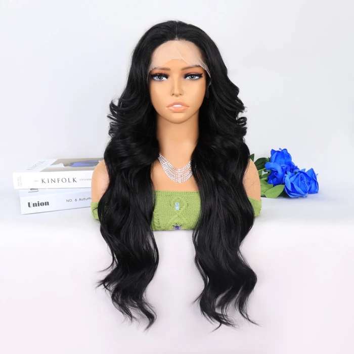 Siyah Dalgalı Uzun Boy Tül Peruk