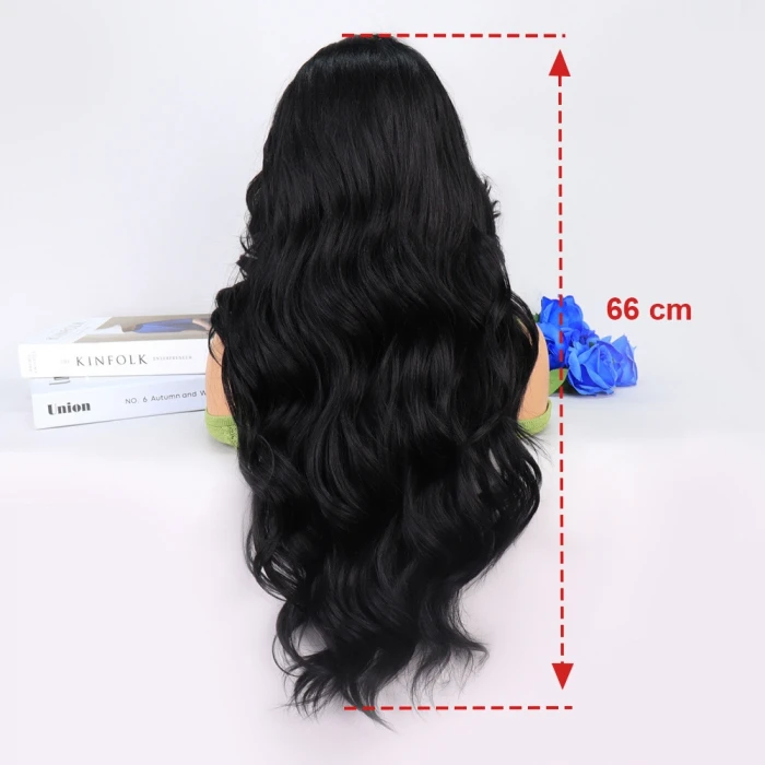 Siyah Dalgalı Uzun Boy Tül Peruk