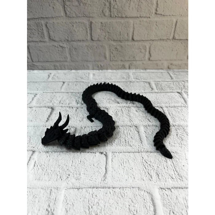 Siyah Hareketli Ejderha Figürü Esnek Gövdeli Dekoratif Tasarım 60 cm