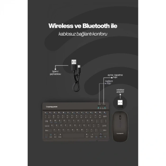 Siyah Kablosuz Klavye Ve Mouse Seti