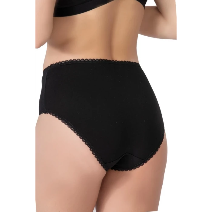SİYAH   1445 Modal Cotton Yüksekbel Dantelli Külot