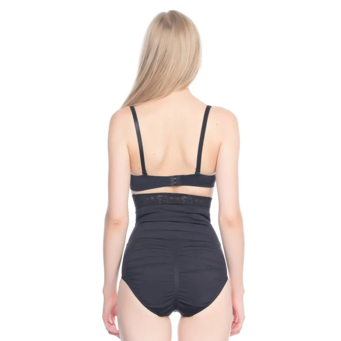 SİYAH   2028 Dantelli Yüksek Bel Slip Korse