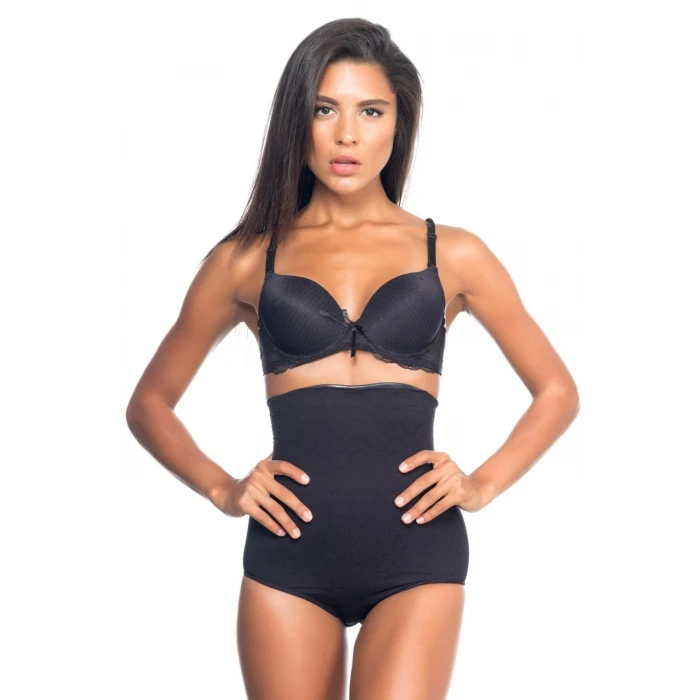 SİYAH   2079 Yüksek Bel Desenli Double Slip Korse