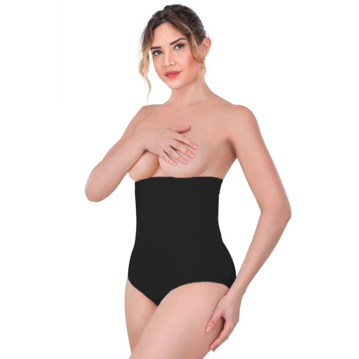 SİYAH   2080 Yüksek Bel Çıtçıtlı Slip Korse