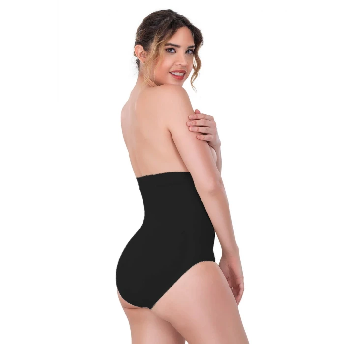 SİYAH   2080 Yüksek Bel Çıtçıtlı Slip Korse