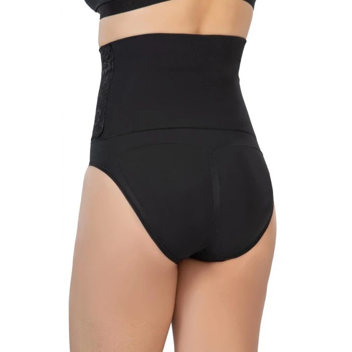 SİYAH   2090 Önü Dantelli Yüksek Bel Slip Korse