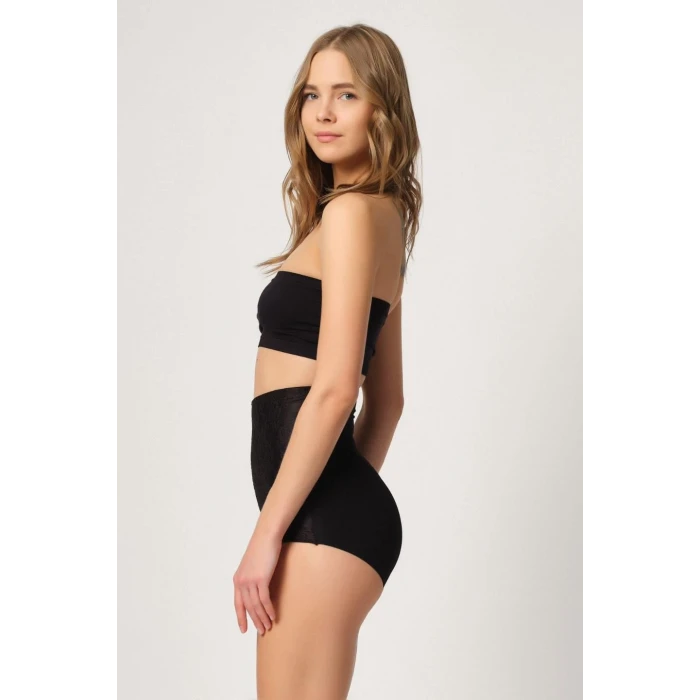 SİYAH   2842 Lazer Dantelli Slip Korse
