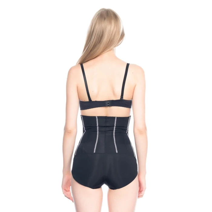 SİYAH   2886 Yüksek Bel Tül Slip Lazer Korse