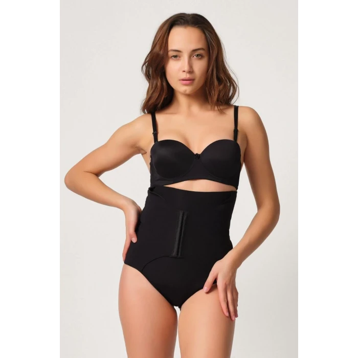 SİYAH   2932 Double Karın Agraf Destekli Slip Lazer Korse