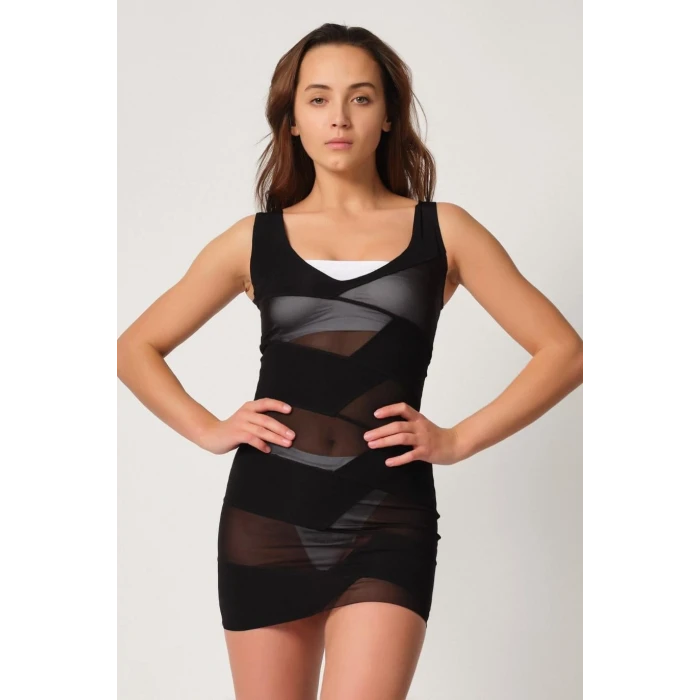 SİYAH   2934 Toparlayıcı Elbise Lazer Korse