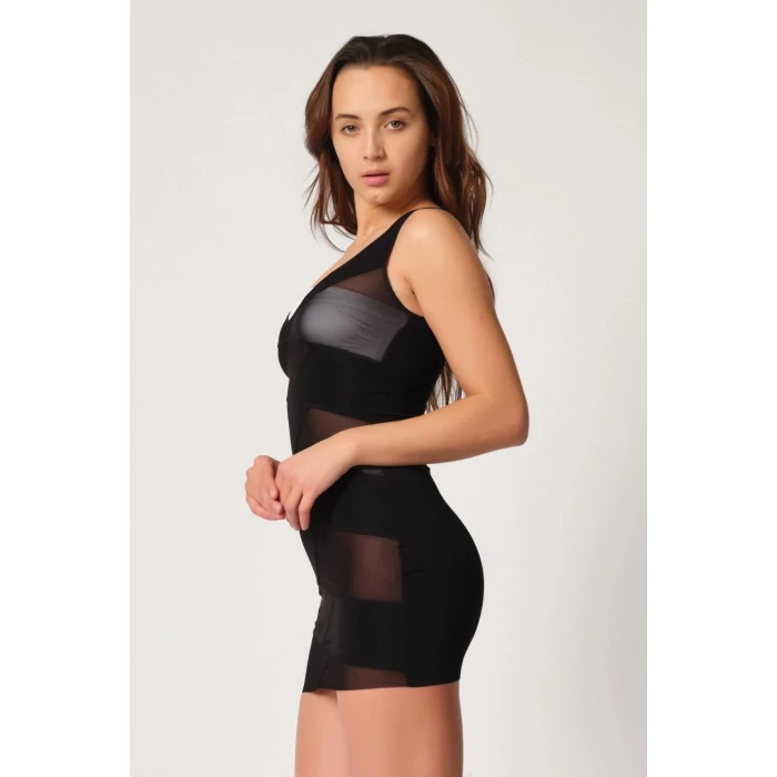 SİYAH   2934 Toparlayıcı Elbise Lazer Korse
