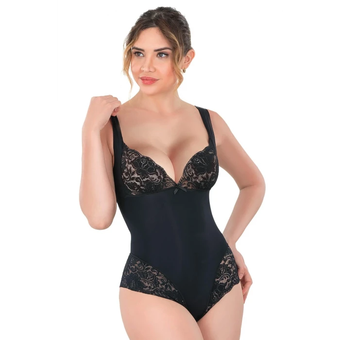 SİYAH   2947 Dantelli Agraflı Body Korse