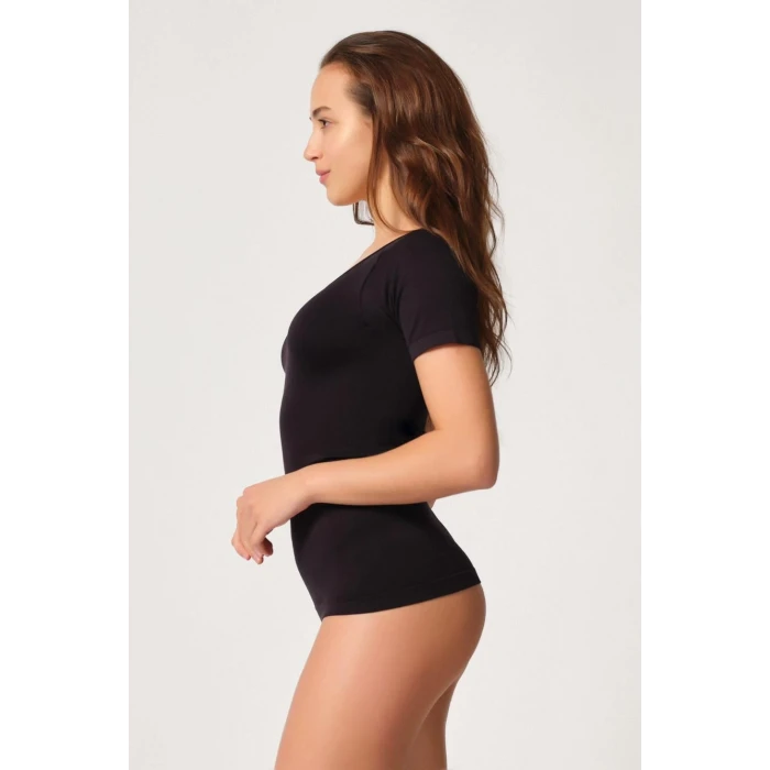 SİYAH   5004 Soft Yarım Kollu Atlet