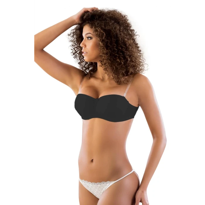 SİYAH   702 Şeffaf Askılı Push-Up Sütyen