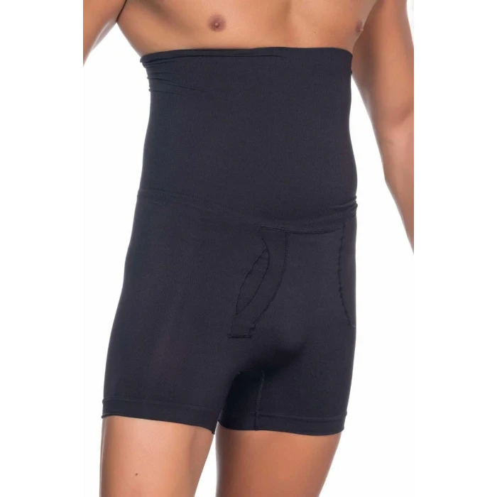 SİYAH   E1005 Erkek Yüksek Bel Double Boxer Korse