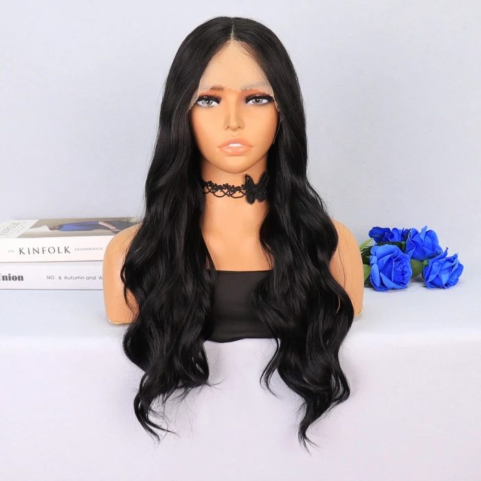 Siyah Su Dalgalı Tül Peruk