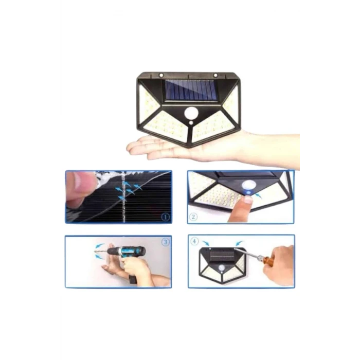 Solar Sensörlü Duvar Lambası Bahçe Lambaso Parlak Beyaz Işık Suya Dayanıklı