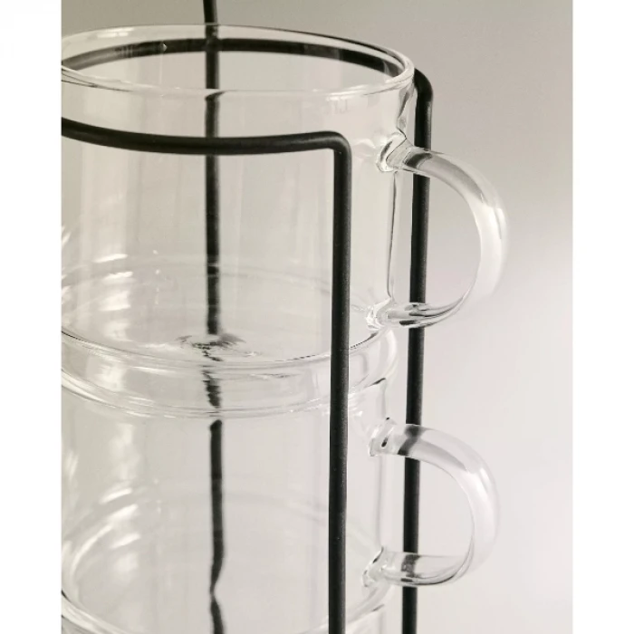 Standlı Borosilikat 4lü Fincan Seti