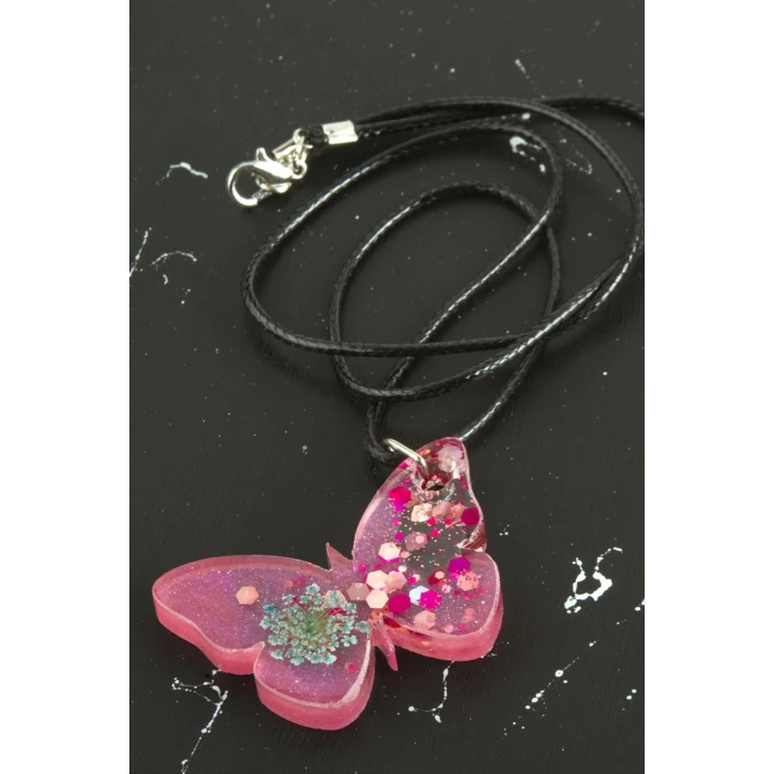 Sultan Otu Kelebek Epoksi Kolye