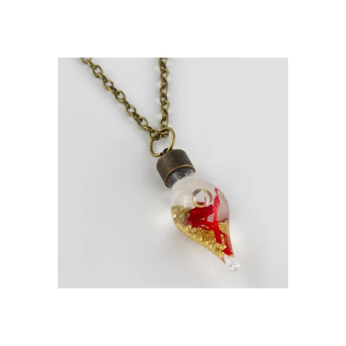 Sulu Çiçek Fanus Canlı Kolye