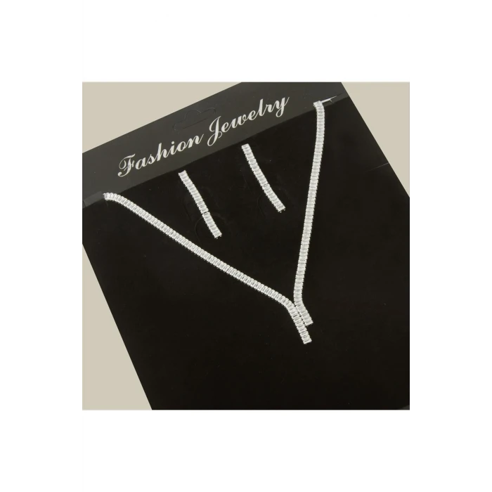 Tamtur Baget Taşlı Lüks Set Kolye 4 mm