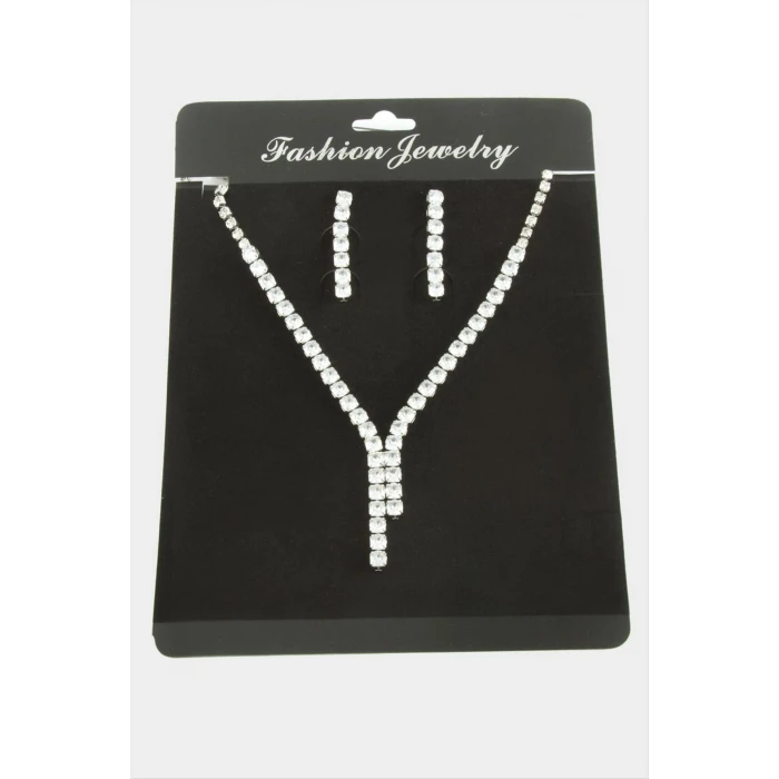 Tamtur Zirkon Taşlı Lüks Set Kolye 5 mm