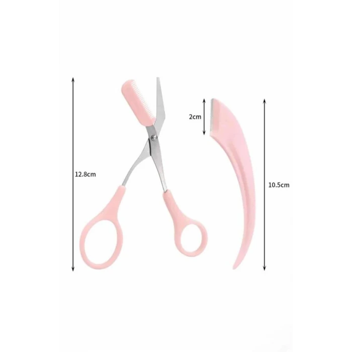 Taraklı Kaş Makası ve Ustura Seti Kaş Düzeltme Makası Kaş Bıyık Alma Aleti