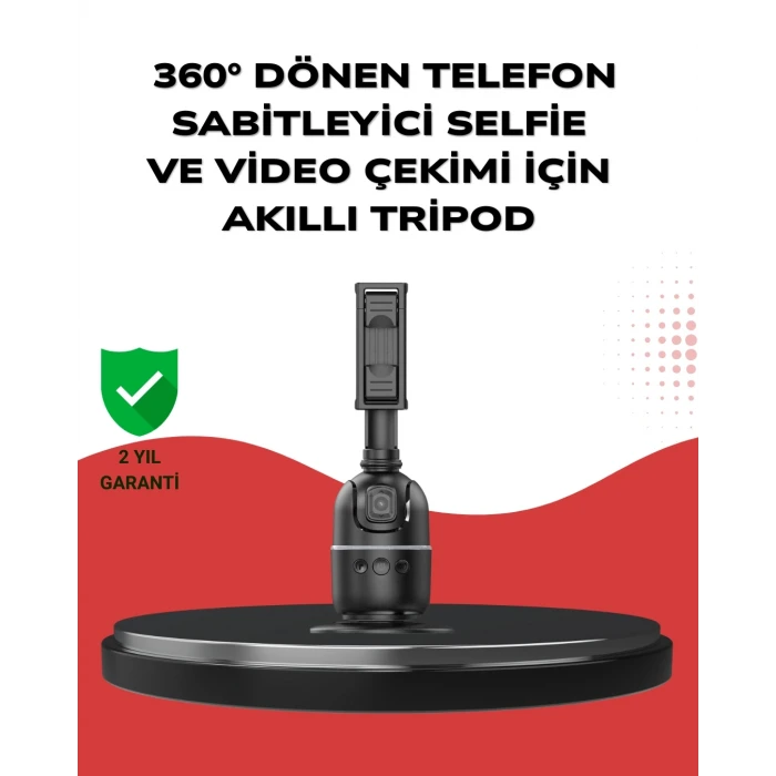 Telefon Ve Kamera Uyumlu 360° Otomatik Takipli Akıllı Masa Tripodu