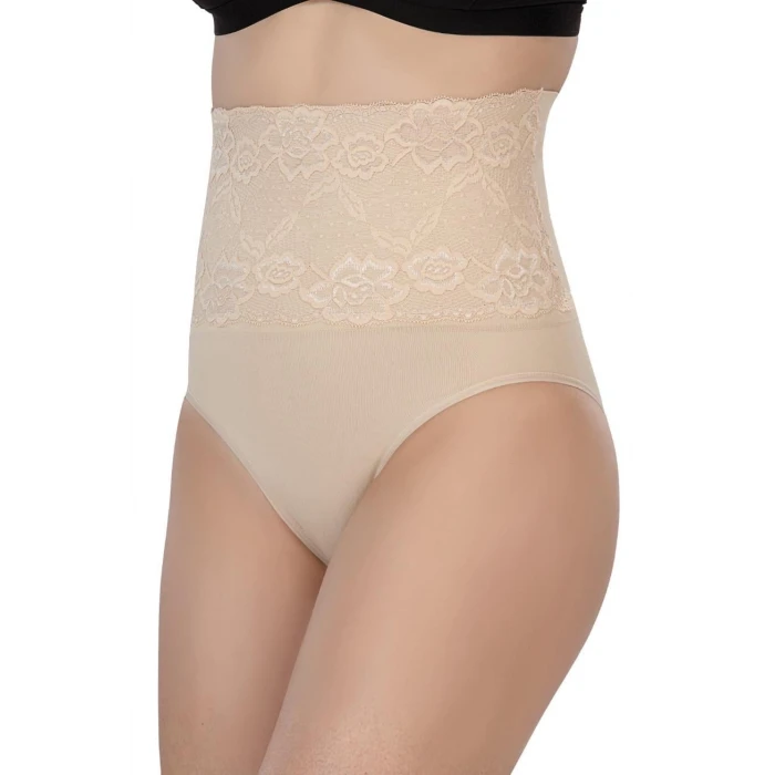 TEN   2090 Önü Dantelli Yüksek Bel Slip Korse
