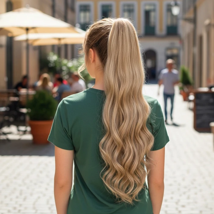 Tokalı Dalgalı At Kuyruğu - Karamel Platin Röfleli