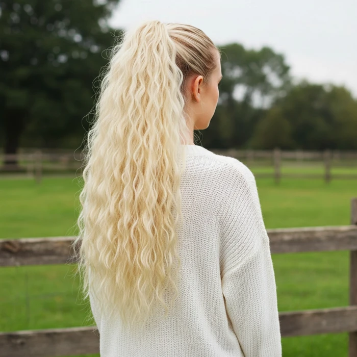 Tokalı Kabarık Dalgalı At Kuyruğu - Açık Platin