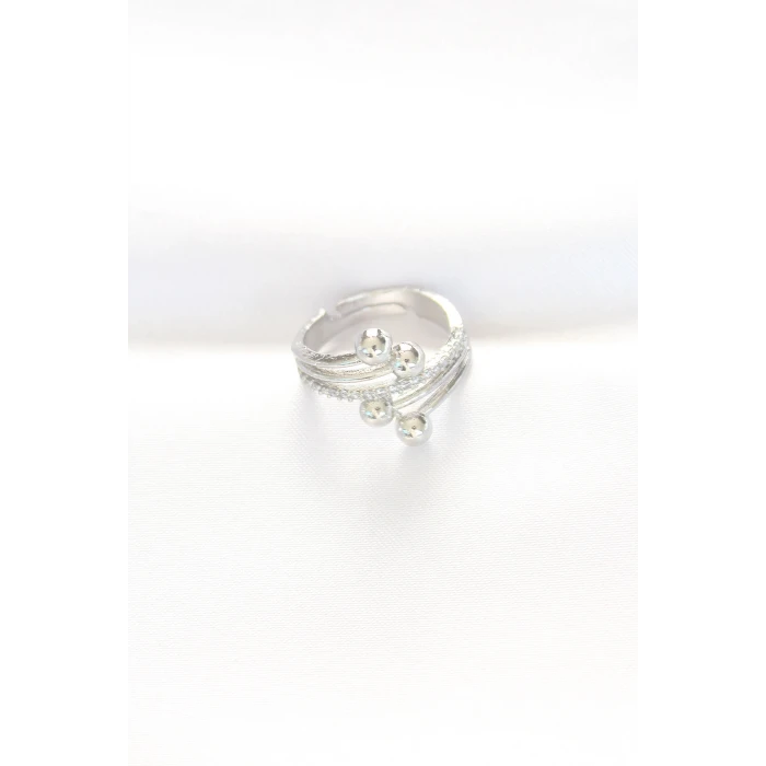 Topçuk Model Zirkon Taşlı Silver Renk Ayarlanabilir Yüzük - TJ-BYK3137