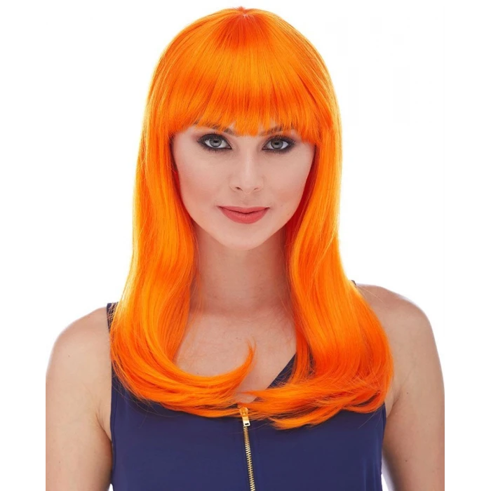 Turuncu Renk Uzun Düz Parti Peruğu (K95)