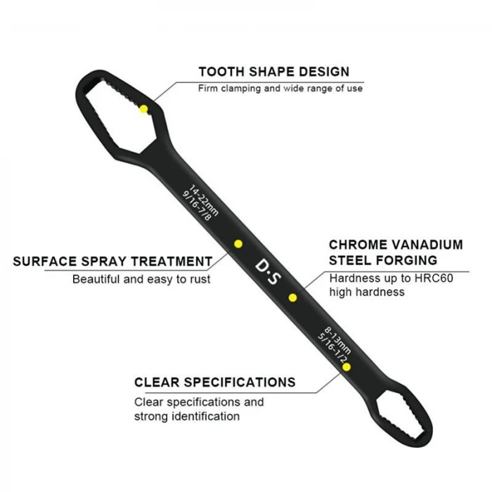 Universal Anahtarı Çift Kafalı  Çok Fonksiyonlu 6-22mm