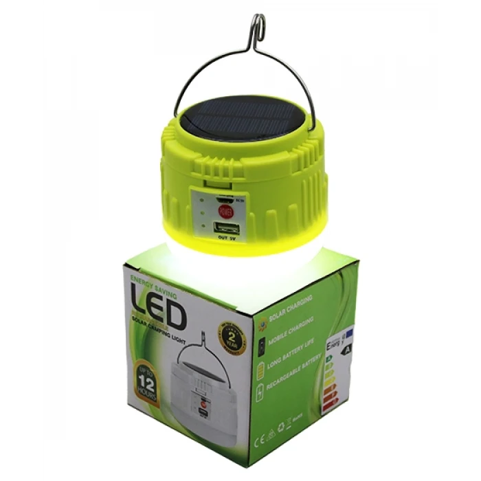 USB - SOLAR ŞARJLI ASKILI KAMP LAMBASI - POWERBANK (4887)