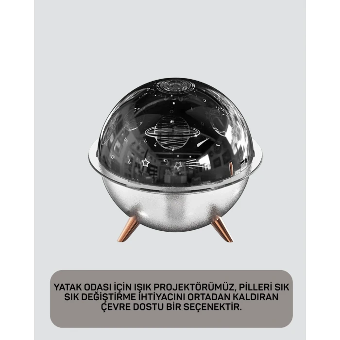 Uzay Temalı Projeksiyonlu Nemlendirici USB Güçlü Gece Lambası