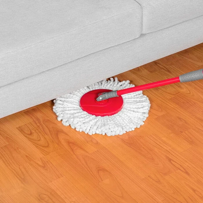 Vileda Spino Mop Seti - Mikrofiber Paspas, 360° Döner Başlık, Teleskopik Sap, Su Sıçratmayan Kova