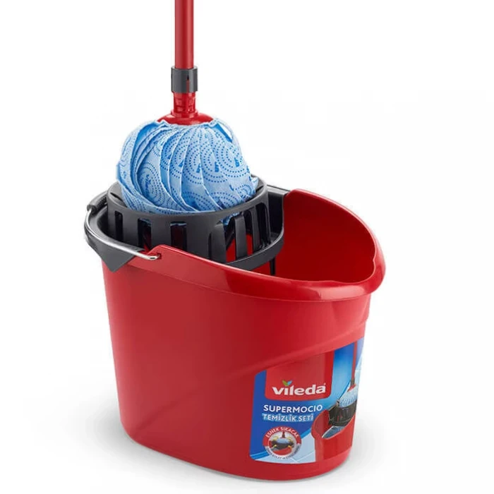 Vileda SuperMocio Paspas Seti – Dayanıklı Kova, Hızlı Kuruyan Mikrofiber Mop