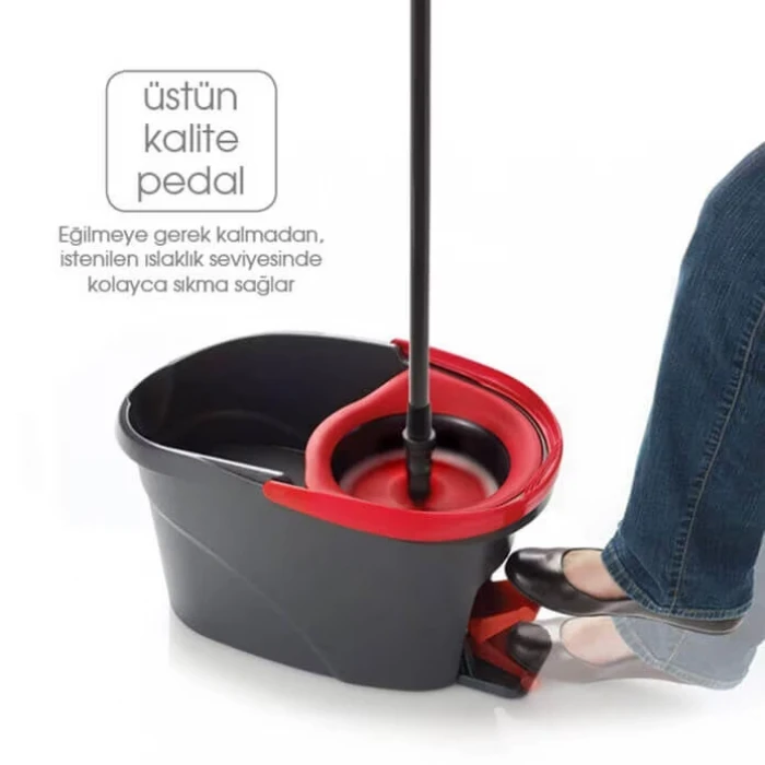 Vileda Turbo Paspas Seti – 360° Döner Temizlik Kovası, Mikrofiber Mop, Kolay Sıkma Sistemi